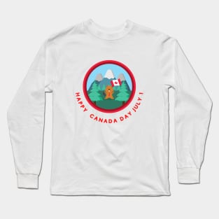 Canadian Beaver celebrates Canada Day July 01 Long Sleeve T-Shirt